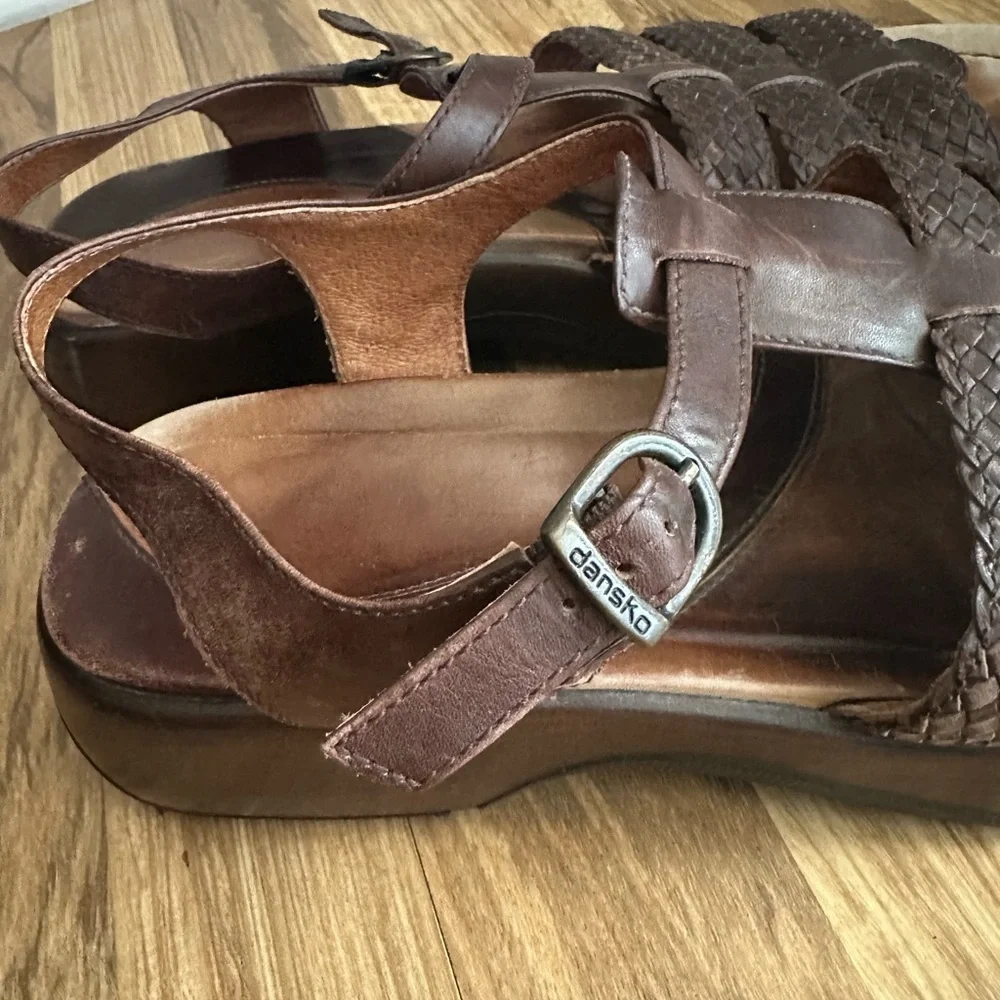 Dansko Womens Eu 42 Us 11.5 Brown Braided Leather Fisherman Sandals Clogs Brazil